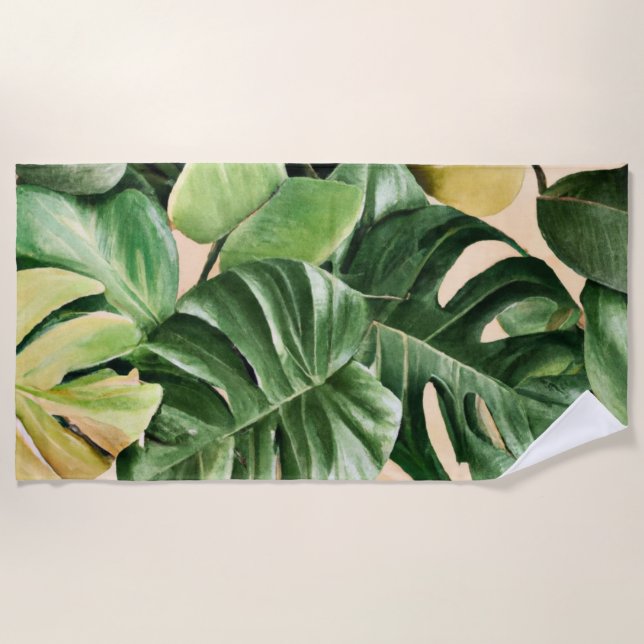 Serviette De Plage Feuilles florales/hawaïennes/tropicales (Devant)
