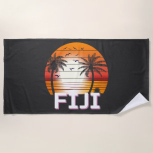 Serviette De Plage Fiji Vintage Palm Trees Summer Beach