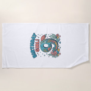 Serviette De Plage Fille d'anniversaire 9 Tortue de mer Vector Design