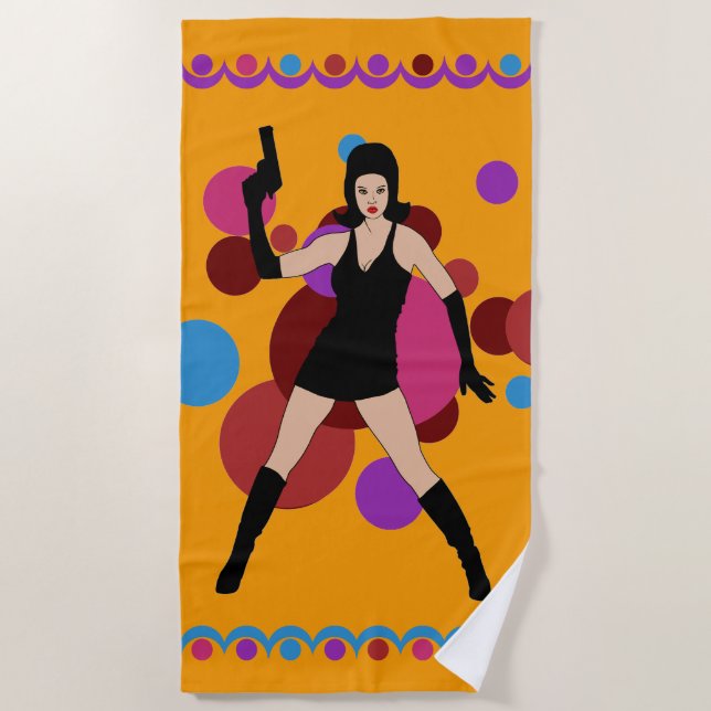 Serviette De Plage fille de l'espion 60s (Devant)