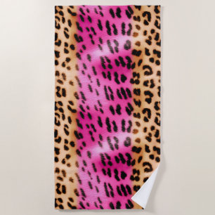 Serviette De Plage Fille Empreinte de léopard de crème rose