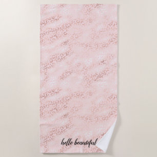 Serviette De Plage Fille Empreinte de léopard en verre rose Ombre