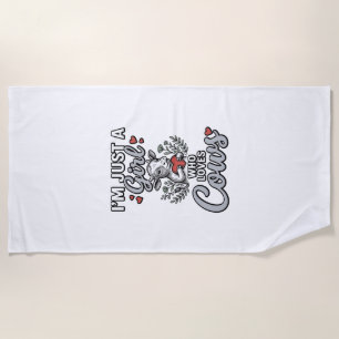 Serviette De Plage Fille qui aime les vaches Design de chemise de vac