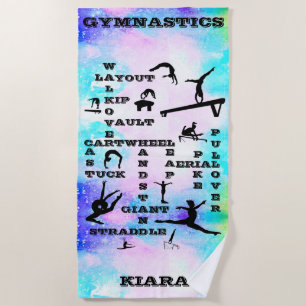 Serviette De Plage Filles Gymnastique Compétences Crosswords Beach To