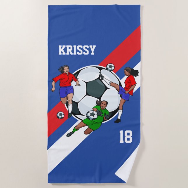 Serviette De Plage Filles personnalisées Concepteur de football (Devant)
