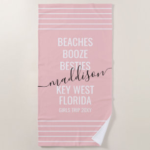 Serviette De Plage Filles Personnalisées Plages Voyage Booze Besties 