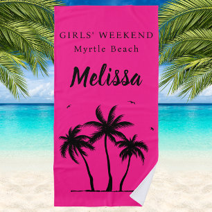 Serviette De Plage Filles Week-end Fille Palmiers Monogramme