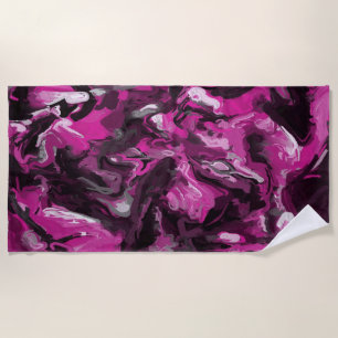 Serviette De Plage Fils roses, noirs, blancs et gris