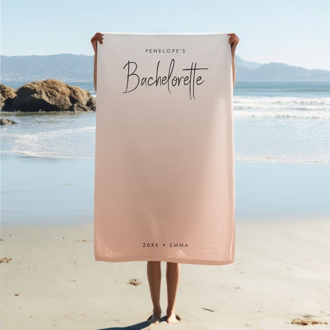 Serviette De Plage Fin de semaine de bachelorette | Coral Ombre Elega (Créateur téléchargé)