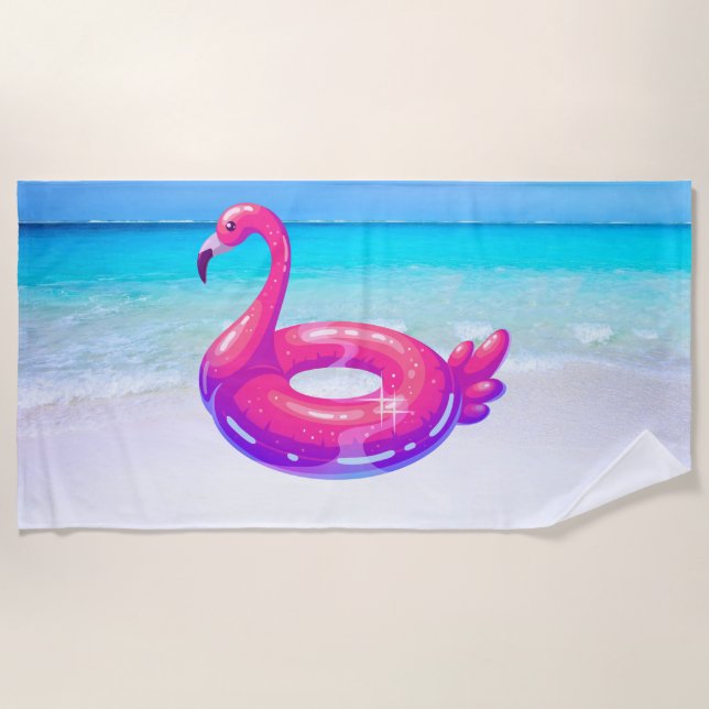 Serviette de plage Flamant Rose (Devant)