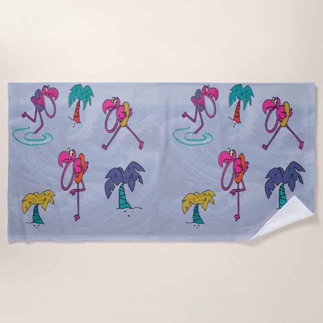 Serviette de plage flamant rose (Devant)