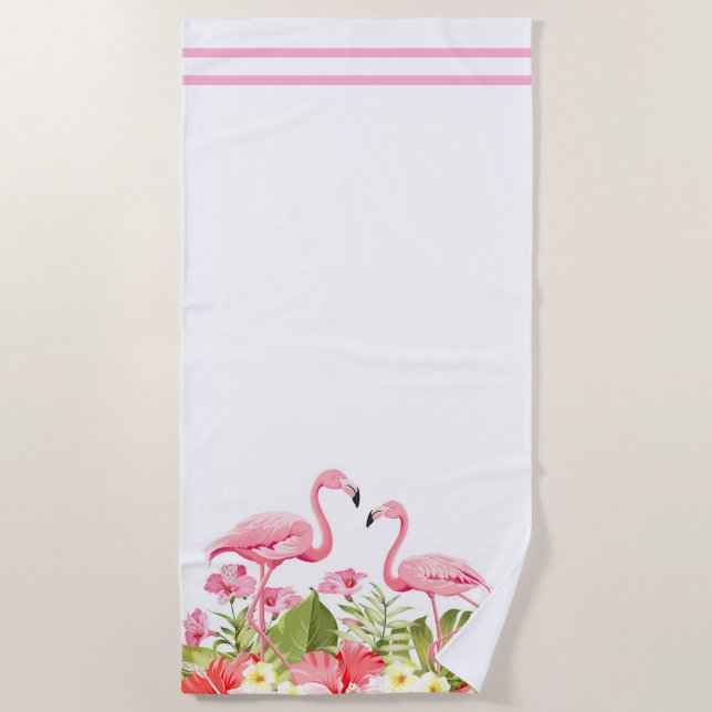 Serviette de plage - Flamant rose (Devant)