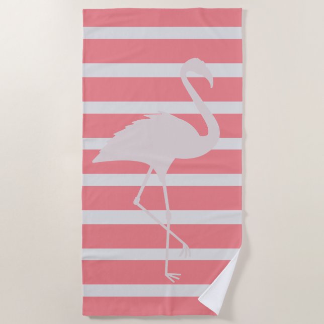 Serviette De Plage Flamant Rose  (Devant)