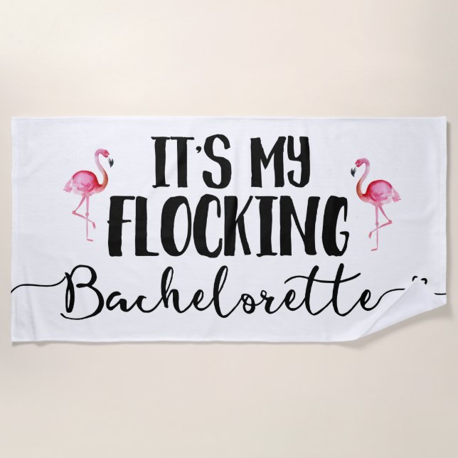 Serviette De Plage Flamant rose de remplissage Bride Bachelorette Bea (Devant)