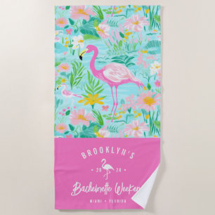 Serviette De Plage Flamant rose d'été de Preppy   Fin de semaine de b