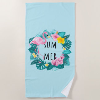 Serviette De Plage Flamant rose floral Bliss été