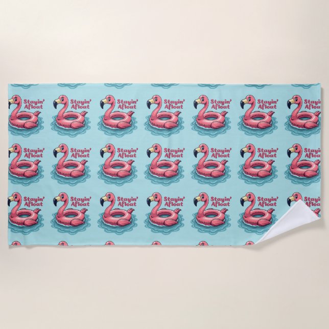 Serviette De Plage Flamant rose rétro Flotte drôle été (Devant)