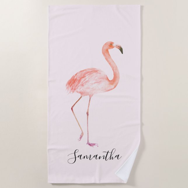 Serviette De Plage Flamant rose rose (Devant)
