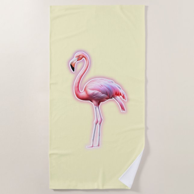 Serviette De Plage Flamant rose rose (Devant)