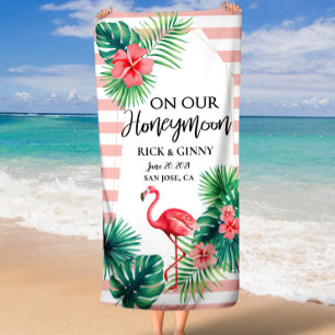 Serviette De Plage Flamant rose rose Élégant Personnalisé
