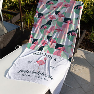 Serviette De Plage Flamant rose tropical Bachelorette Week-end