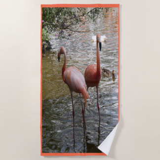 Serviette De Plage Flamant rose tropical Birds Beach Towne