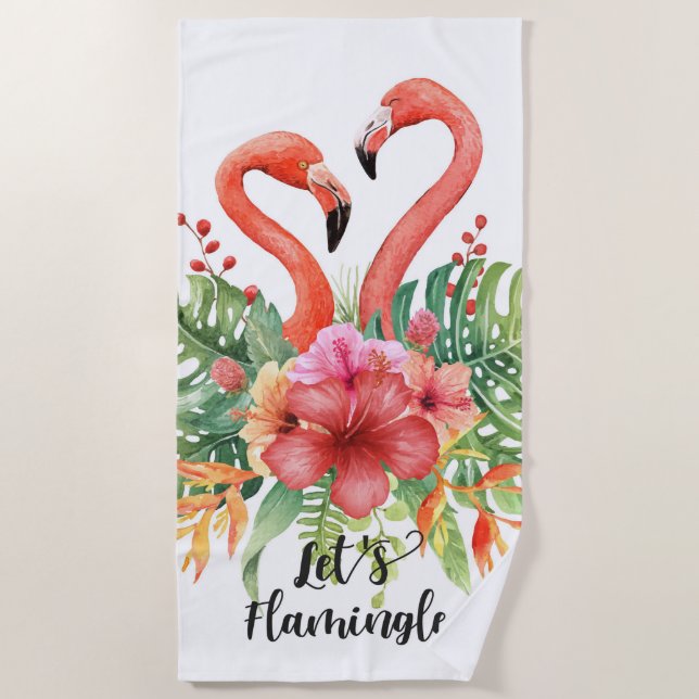 Serviette De Plage Flamingle Flamant rose  (Devant)