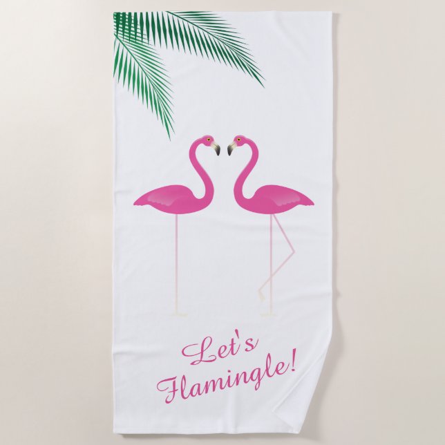 Serviette De Plage Flamingle Tropical Flamant rose Beach Towel (Devant)
