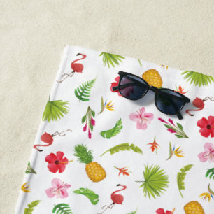 Serviette De Plage Flamingo tropical personnalisé bord de mer côtier