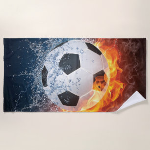 Serviette De Plage Flamme Football/Balle de Football Jeu d'oreiller
