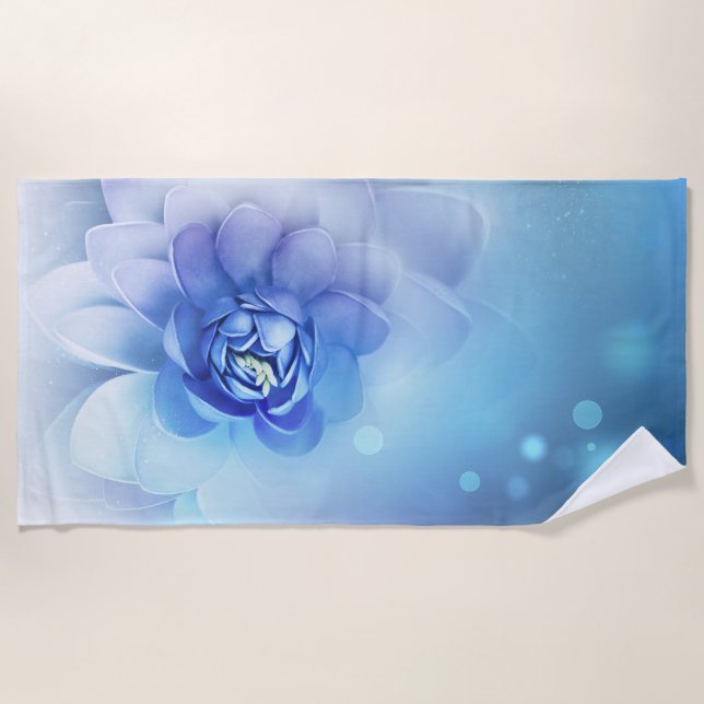 Serviette de plage - Fleur bleue (Devant)