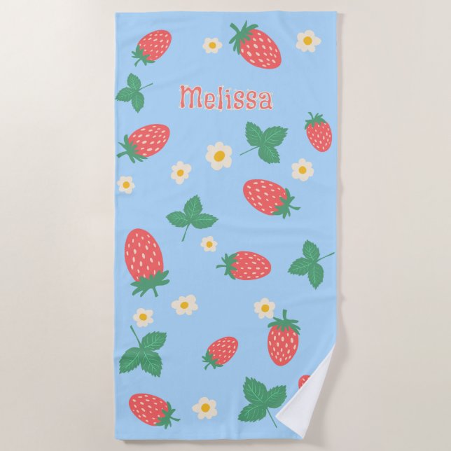 Serviette De Plage Fleur de fraise mini personnalisée (Devant)