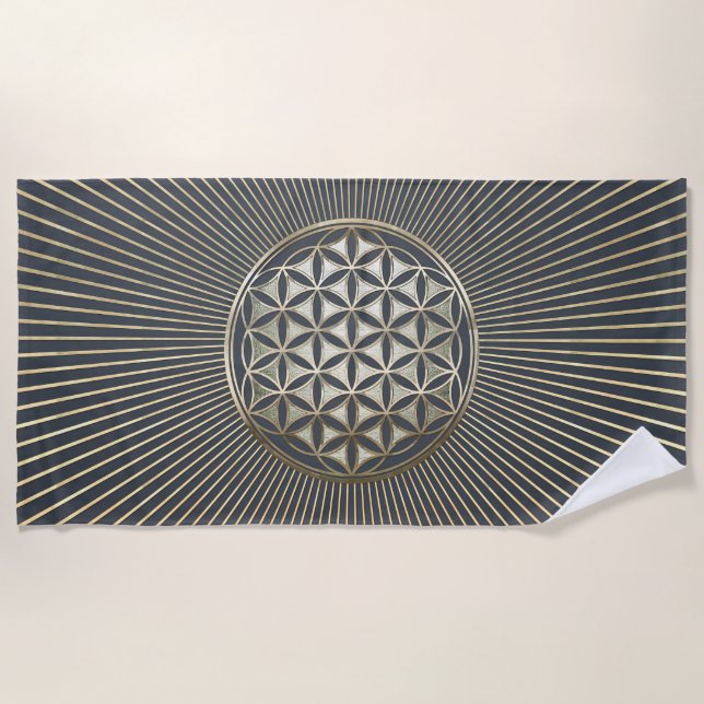 Serviette De Plage Fleur de métallique de la vie de relief (Devant)