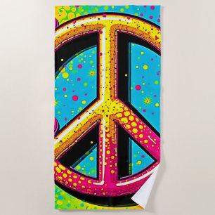 Serviette De Plage Fleur de pouvoir groovy et paisible