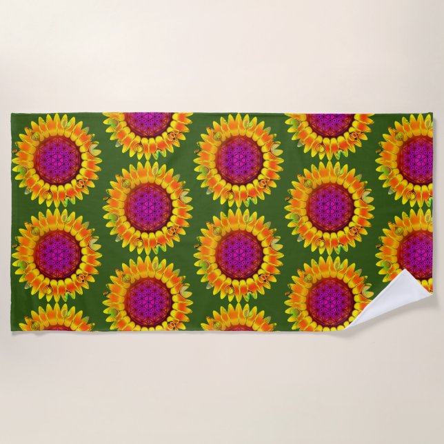 Serviette De Plage Fleur De Vie - Fleur Géométrique 4 (Devant)