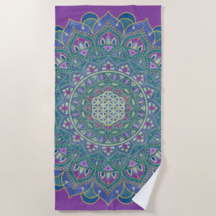 Serviette De Plage Fleur de Vie - Mandala de style indien 1