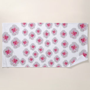 Serviette De Plage Fleurs blanches d'Hibiscus