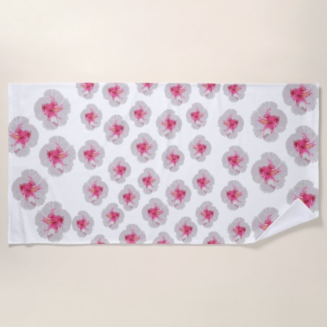 Serviette De Plage Fleurs blanches d'Hibiscus (Devant)