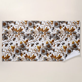 Serviette De Plage fleurs d'abeilles miel et art motif feuille