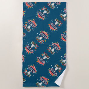 Serviette De Plage Fleurs de champignon Bois Planche colorée
