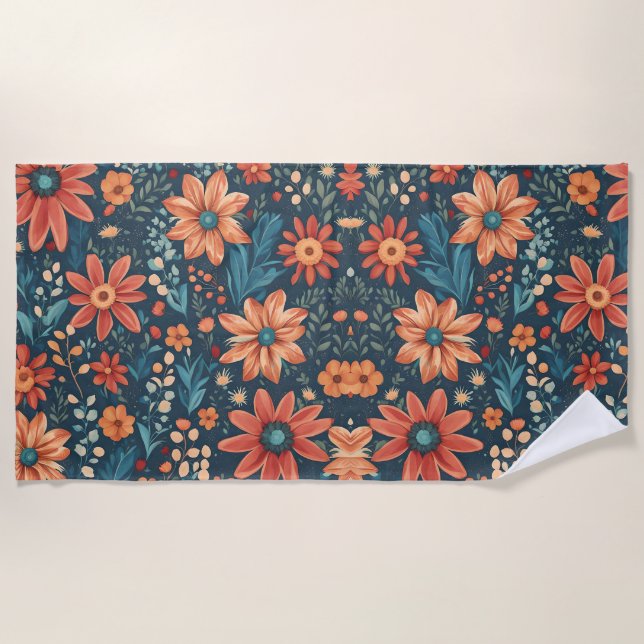 Serviette De Plage Fleurs de champs, beaux art de printemps. (Devant)
