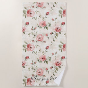 Serviette De Plage Fleurs de roses roses 