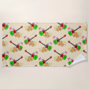 Serviette De Plage Fleurs d'Hibiscus Ukulele hawaïen