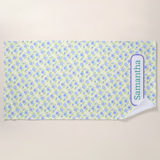 Serviette De Plage Fleurs Joyeuses Arrière - plans Jaunes (Devant)