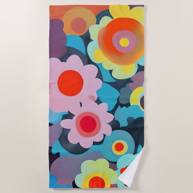 Serviette De Plage Fleurs mod rétro (Devant)