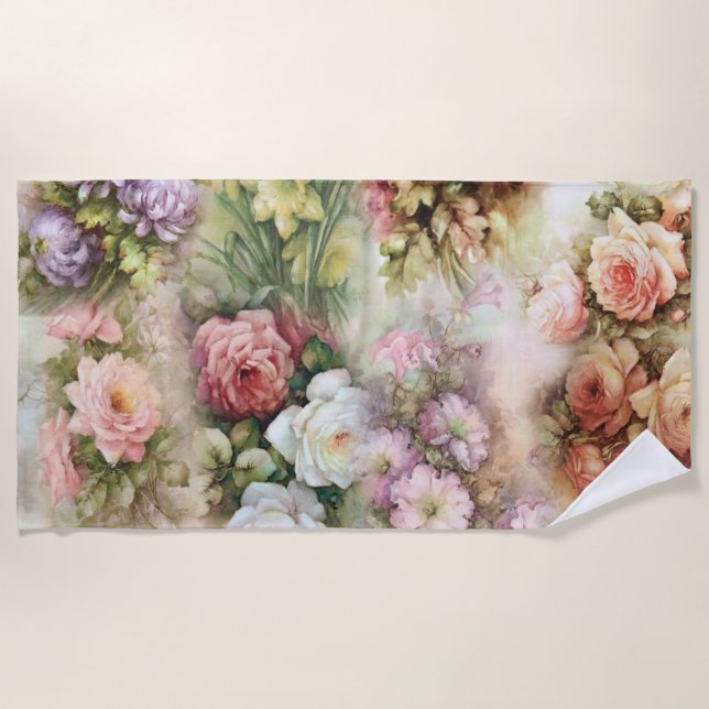 Serviette De Plage Fleurs vintages (Devant)