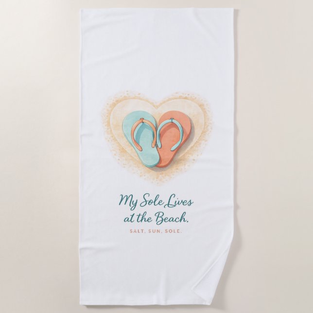 Serviette De Plage Flip Flop Heart Beach Towel – Salt Sun Sole (Devant)