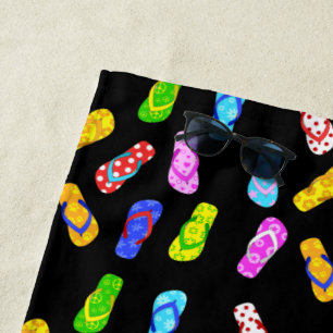 Serviette De Plage Flip Flop Motif Black Beach Towne