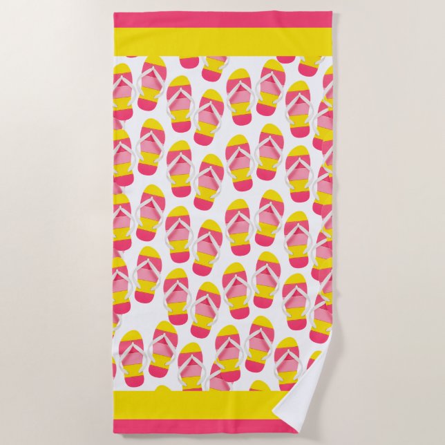 Serviette De Plage Flip Flopping' Comme Crazy Beach Towne (Devant)