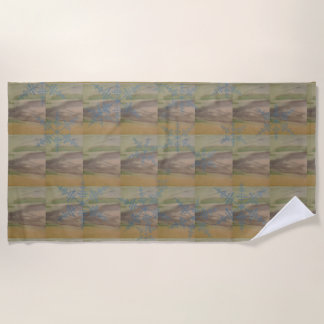 Serviette De Plage Flocons de neige bleus sur le rivage